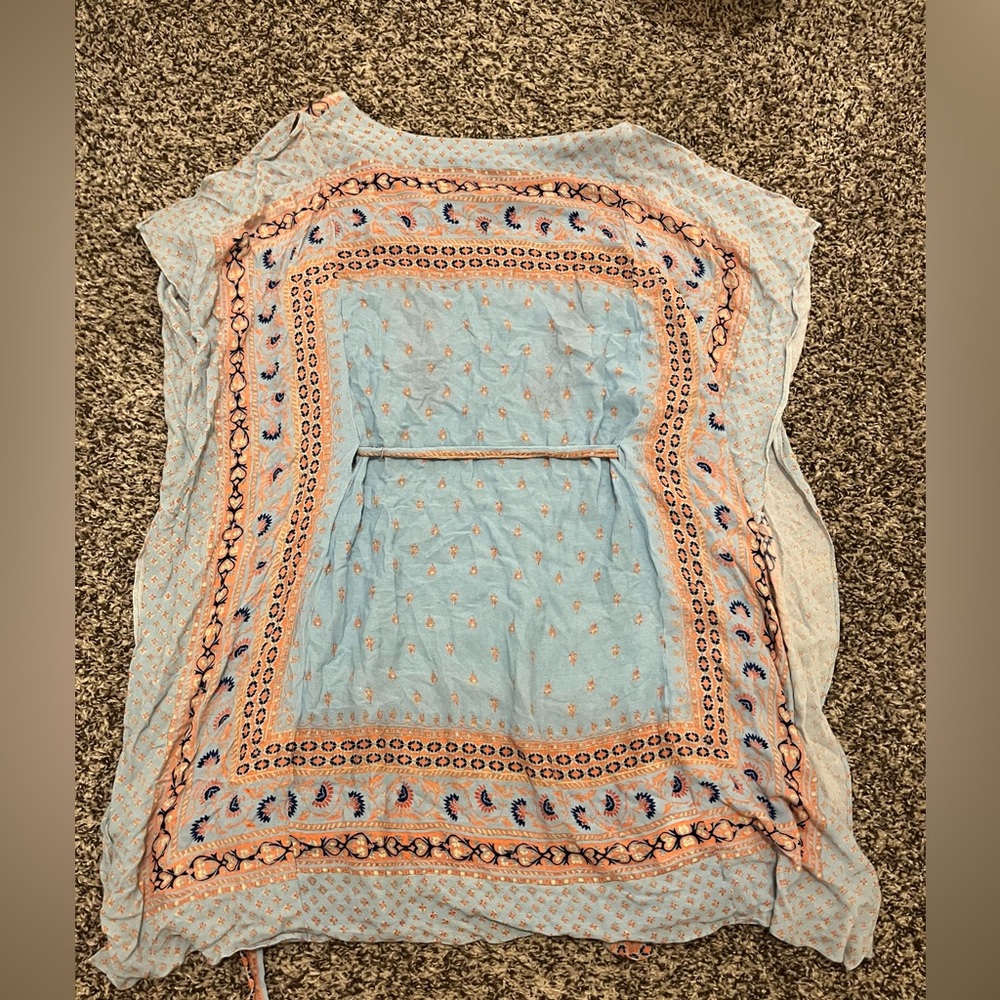 BCBGMaxAzria Light Blue and Peach Boho Dress - Picture 4 of 4